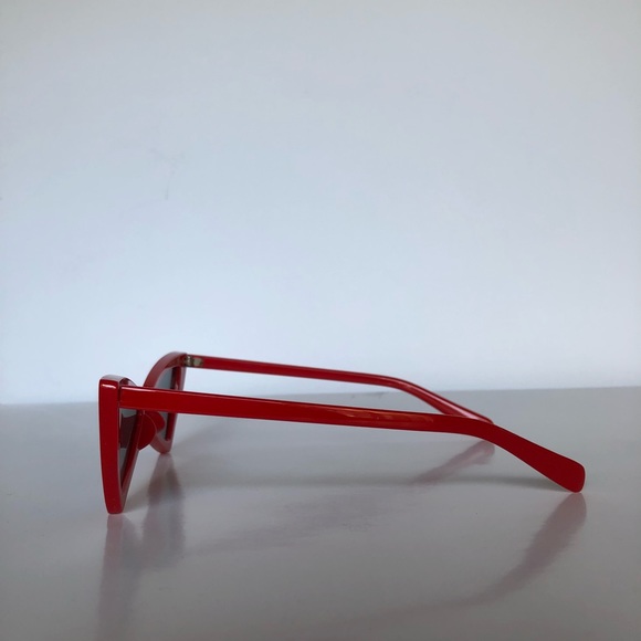 Red Slim Cat Eye Triangle Vintage Glasses - Picture 3 of 6